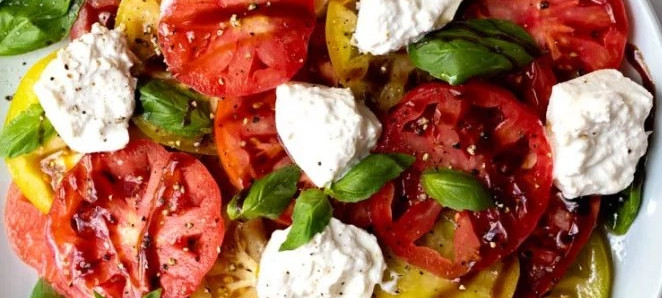 Burrata with heirloom tomatoes